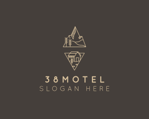 SImple Mountain Cabin Travel logo design