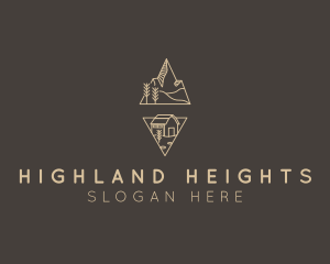 Highland - SImple Mountain Cabin Travel logo design