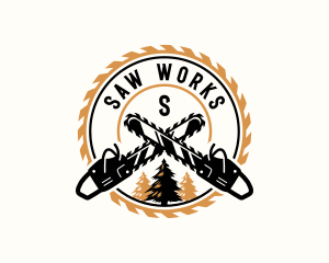 Industrial Chainsaw Logging logo design