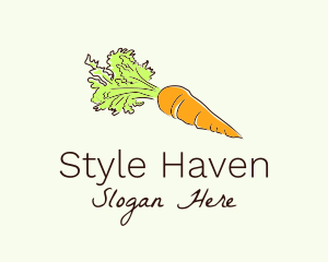 Organic Farm - Scribble Carrot Line Art logo design