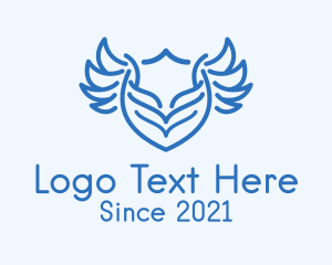 Shield - Blue Shield Wings Emblem logo design