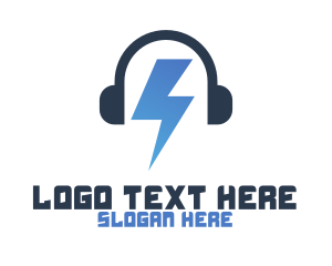 Lightning - DJ Thunder Headphones logo design