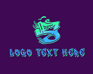 Teenager - Neon Graffiti Art Number 5 logo design