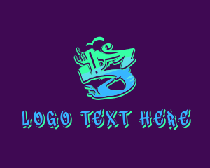 Teen - Neon Graffiti Art Number 5 logo design