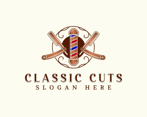 Barber Razor Blade logo design