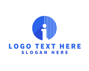 Circle - Blue Circle Letter I logo design