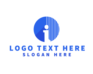 Barber - Blue Circle Letter I logo design
