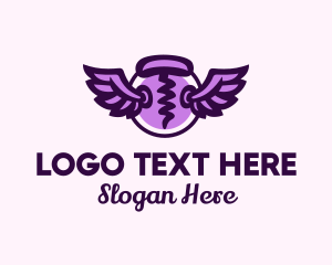 Purple - Corkscrew Wing Badge logo design