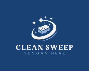 Custodian - Sponge Cleaning Sanitation logo design