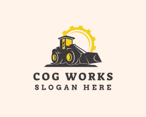 Cog Construction Bulldozer logo design