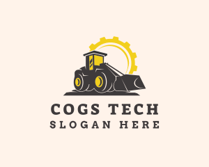 Cog Construction Bulldozer logo design