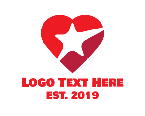Negative Space - Red Heart Star logo design