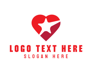 Heart - Red Heart Star logo design