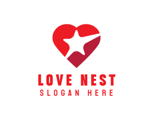 Valentines - Red Heart Star logo design