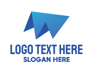 Airplane - Blue Airplane Origami logo design