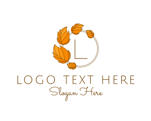 Autumn - Organic Dry Leaves Flower logo design