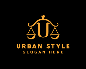Judiciary - Gold Justice Letter U logo design