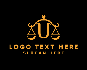 Courthouse - Gold Justice Letter U logo design