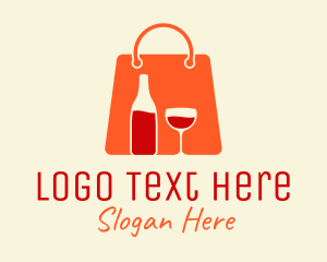 Sale - Wine Bottle & Glass Shopping logo design