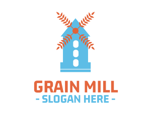 Mill - Wheat Crop Windmill logo design