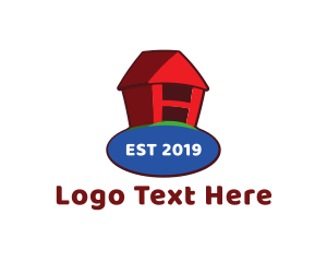 Red House - Home Planet Cartoon Illustration logo design