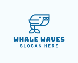 Zipper Mouth Whale logo design