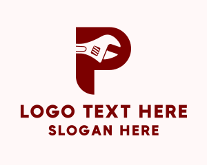 Mechanic - Plumbing  Pipe Wrench Letter P logo design