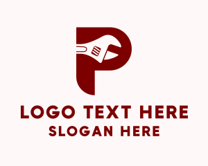 Fix - Plumbing  Pipe Wrench Letter P logo design