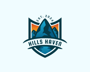 Travel Mountain Shield logo design