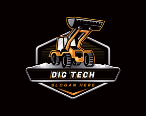 Excavator Bulldozer Heavy Equipment logo design