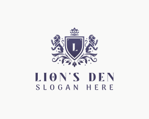 Lion Shield Crest logo design