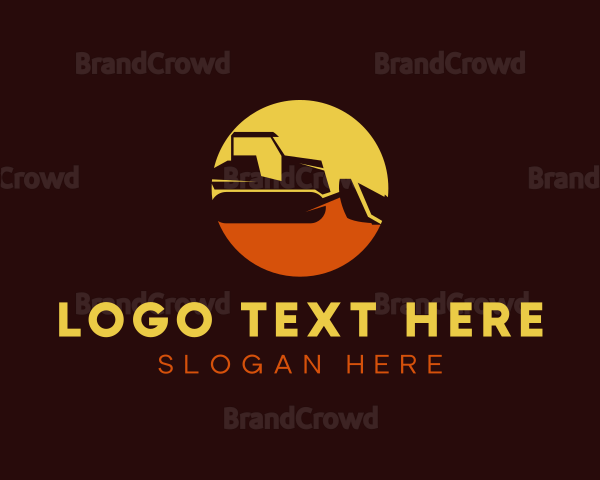 Industrial Bulldozer Construction Logo