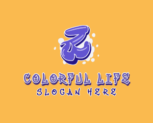 Vibrant - Purple Yellow Graffiti Letter Z logo design