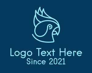 Dodo - Blue Monoline Cockatoo logo design