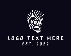 Tattooist - Punk Mohawk Skull Graffiti logo design