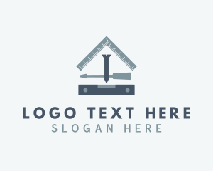 Triangle Ruler - House Construction Tools logo design