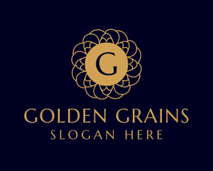 Golden Flower Mandala logo design