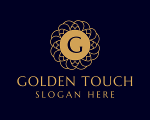 Golden Flower Mandala logo design