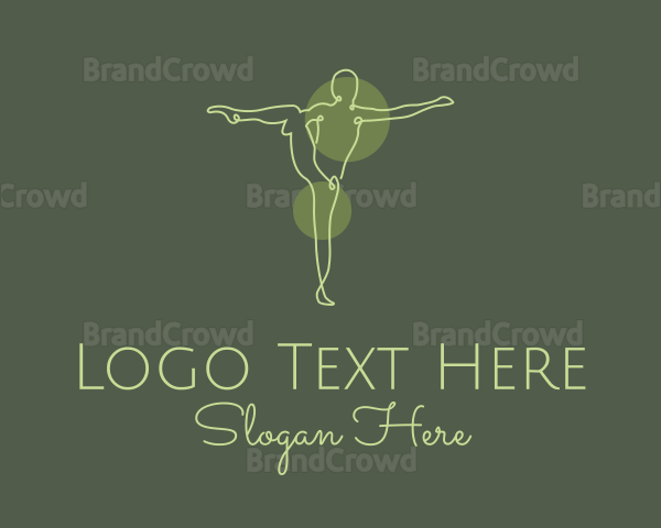 Green Yoga Stretch Monoline Logo