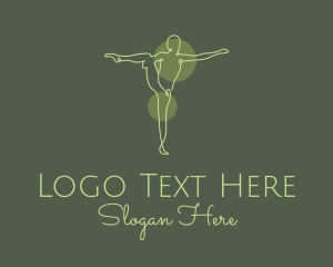 Gymnast - Green Yoga Stretch Monoline logo design
