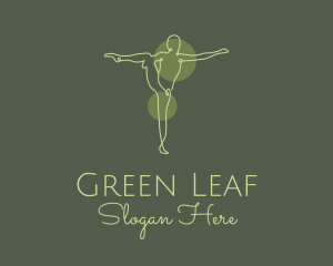 Green Yoga Stretch Monoline logo design