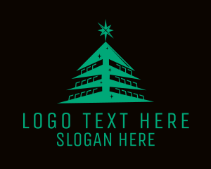 Season - Green Christmas Tree logo design