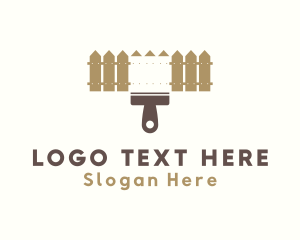 Wooden - Home Fence Paintbrush logo design
