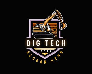 Construction Excavator Digger logo design