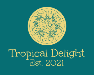 Tropical Summer Coconut Trees logo design