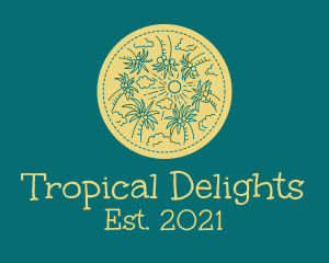 Tropical Summer Coconut Trees logo design