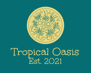 Tropical Summer Coconut Trees logo design