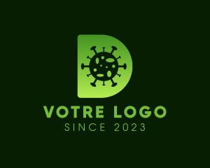 Bacteria - Green Letter D Virus logo design