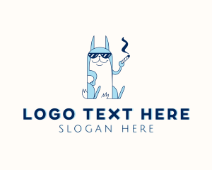 Cartoon - Cat Smoking Joint logo design