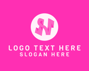 Curly - Pink Fashion Letter N logo design